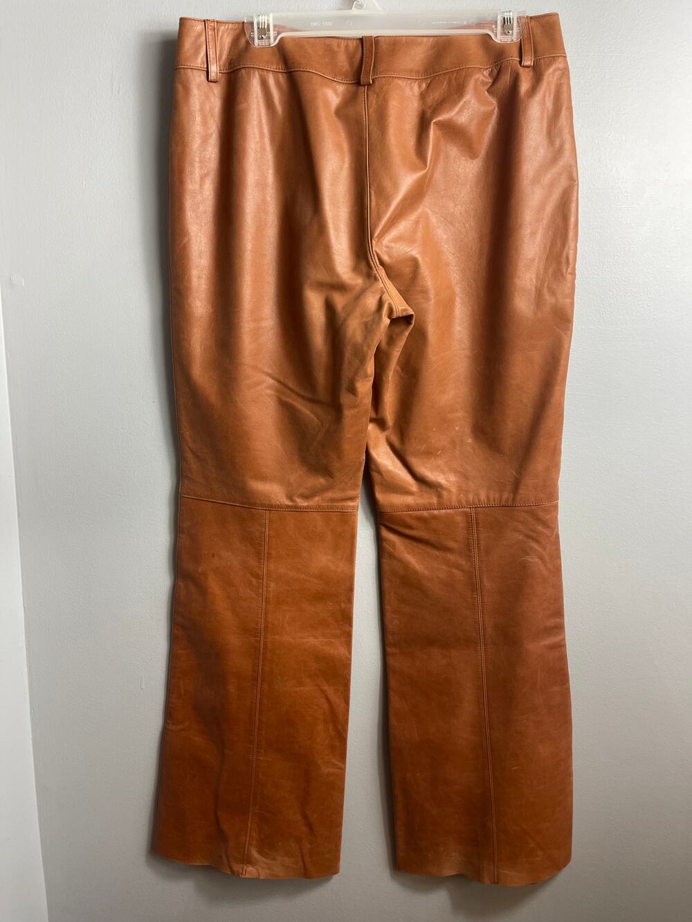 Vintage Y2K bebe Genuine Leather Flared Pants Tan Brown Size 10